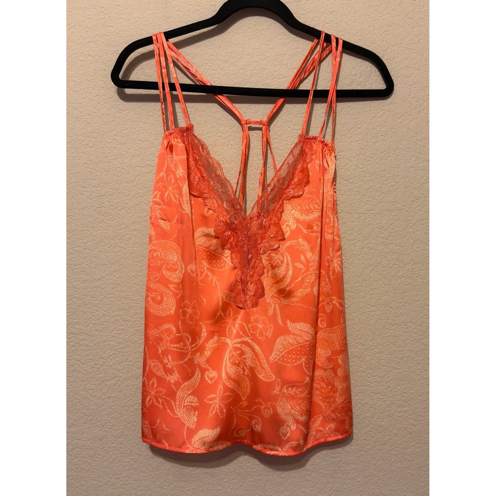 Intimately Free People Coral Combo Lace Trim Strappy Cami OB1499907 Large NWT